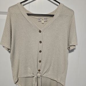 Pink Republic Light Beige Button-Down Shirt